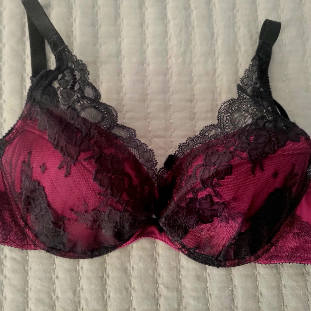 Chantelle Black and Pink Lace Bra